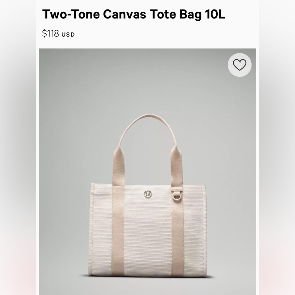 EUC Lululemon two-tone tote bag 10L